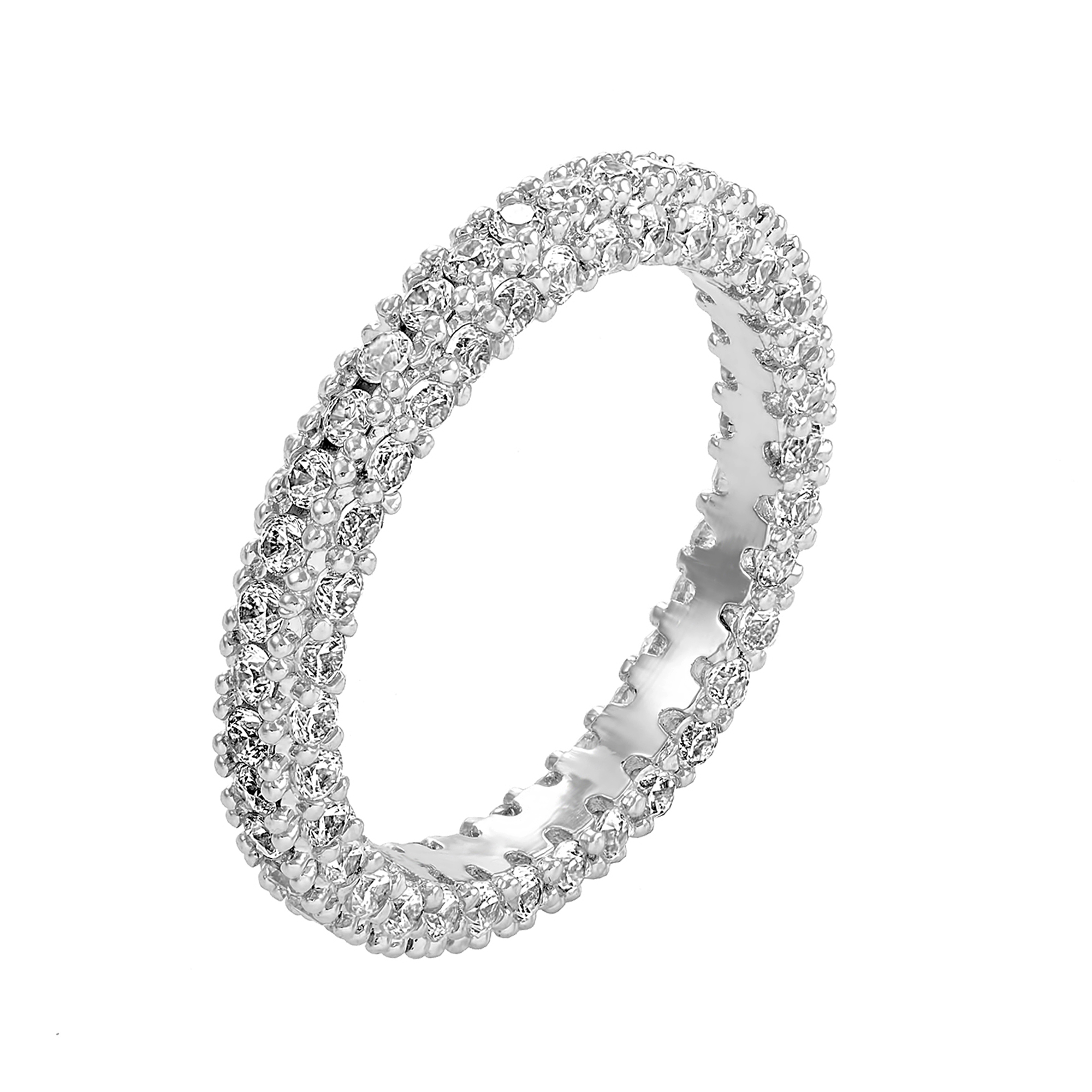 Eternity Engagement Wedding Band Ring with Clear Cubic Zirconia