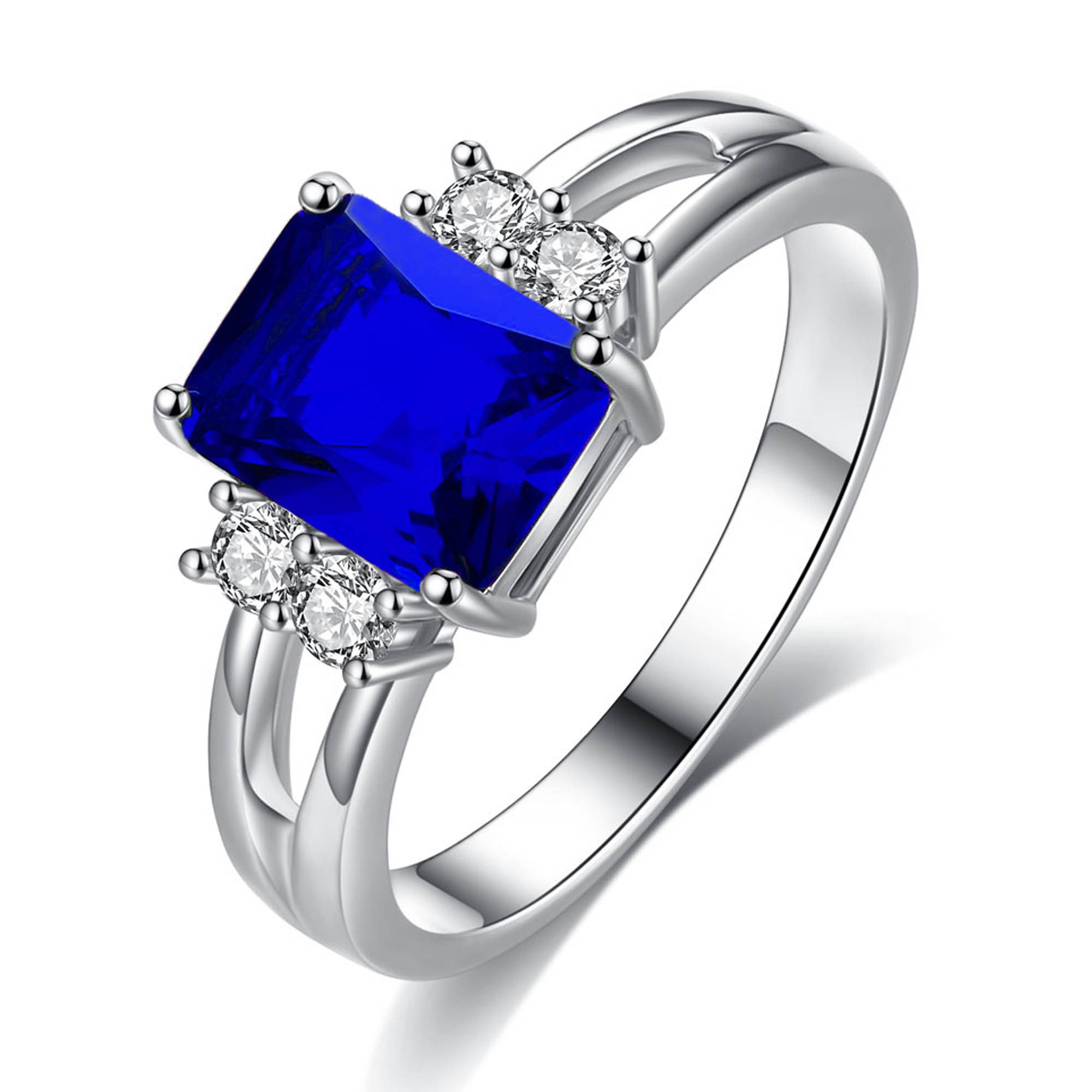 Silver Plated Royal Blue Crystal Ring – Gemnations