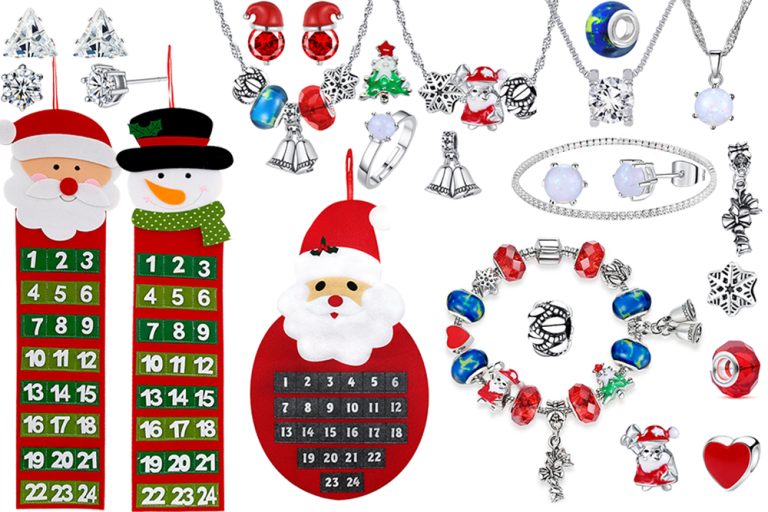 Christmas Jewellery Advent Calendar with Gifts made with Crystals from