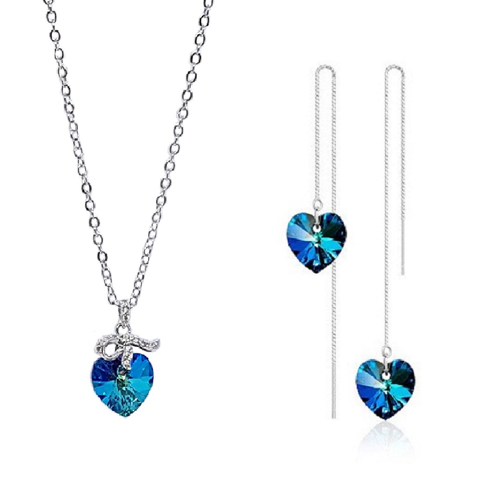 Wrapables® Heart Pendant Necklace and Earrings Swarovski Elements Crystal  Jewelry Set, Blue - Walmart.com