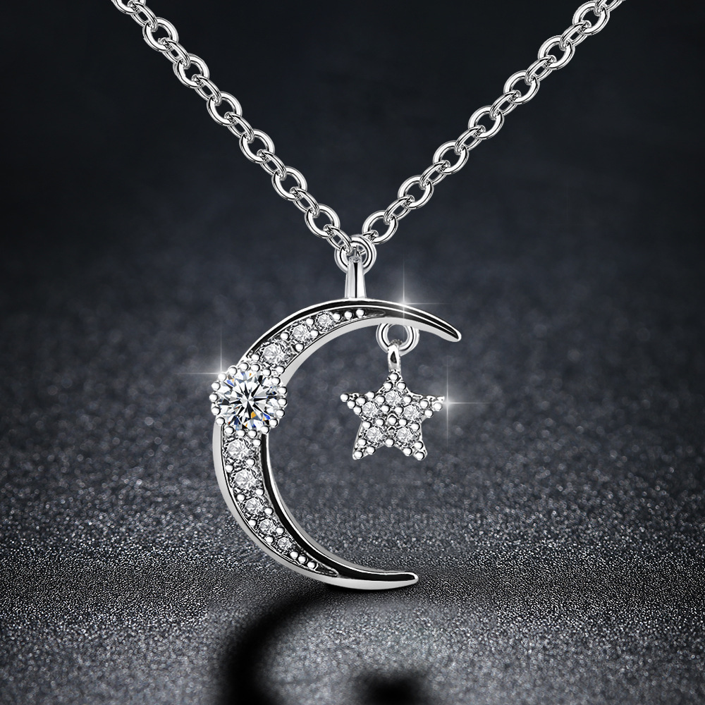 Silver moon clearance star necklace