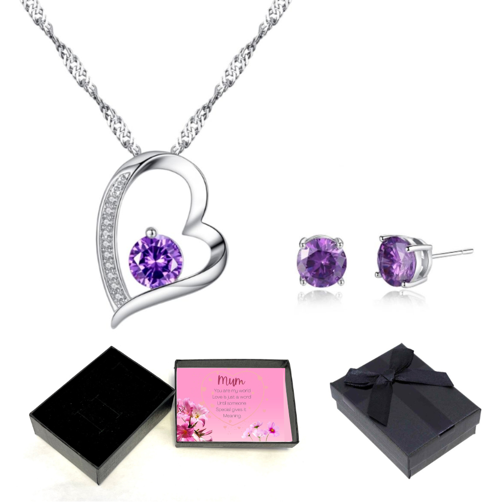 Purple necklace deals and earrings