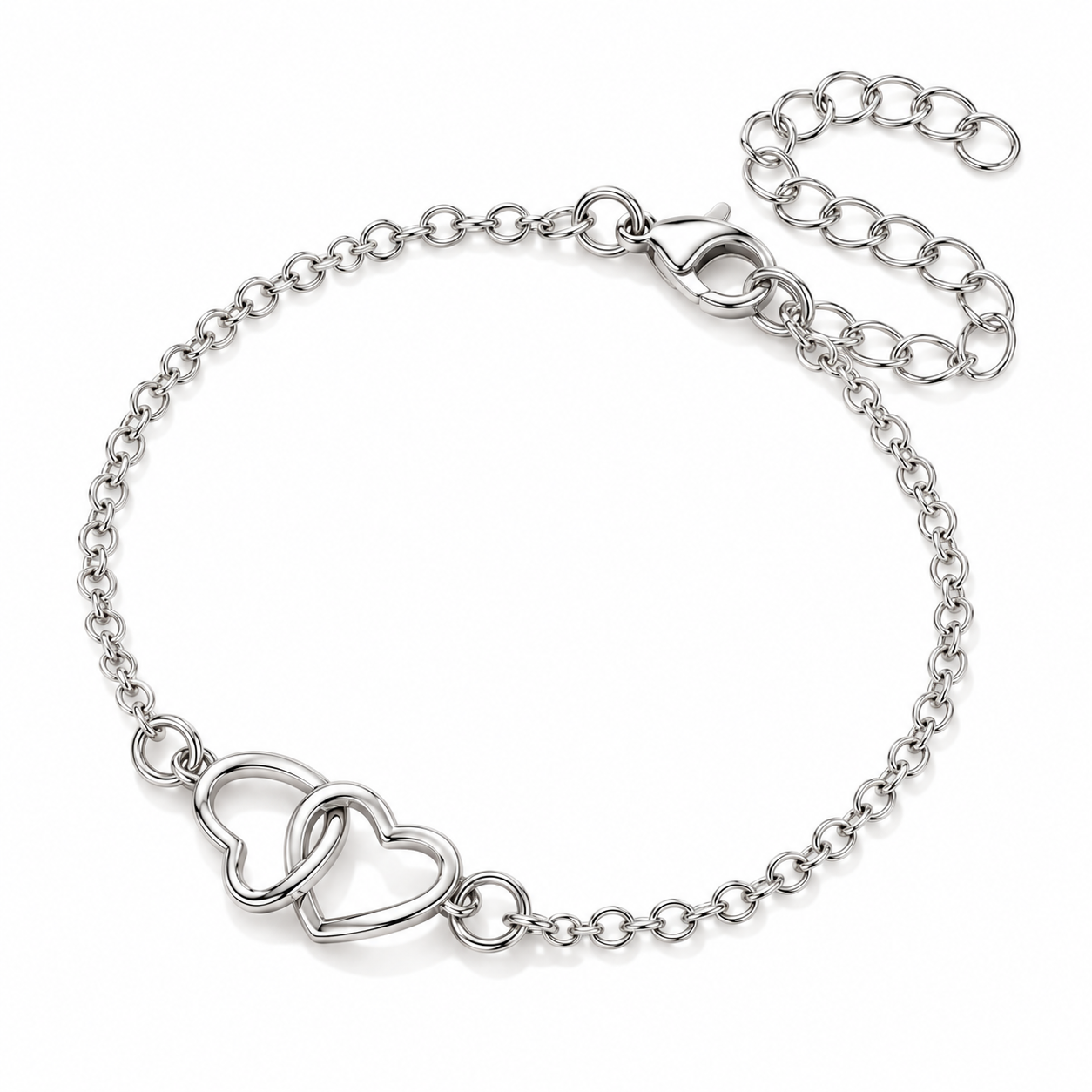 Silver Heart Charm Chain Bracelet (1)