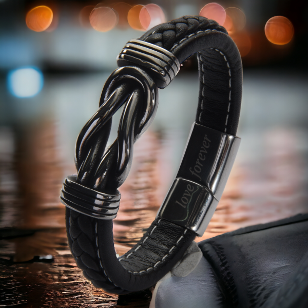 Mens leather infinity bracelet deals