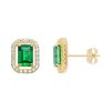 9ct Gold Cubic Zirconia Emerald Cut Halo Stud Earrings