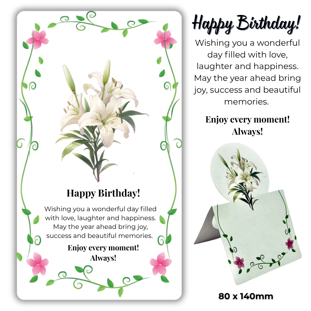 Lily card-Her Birthday-Measurement