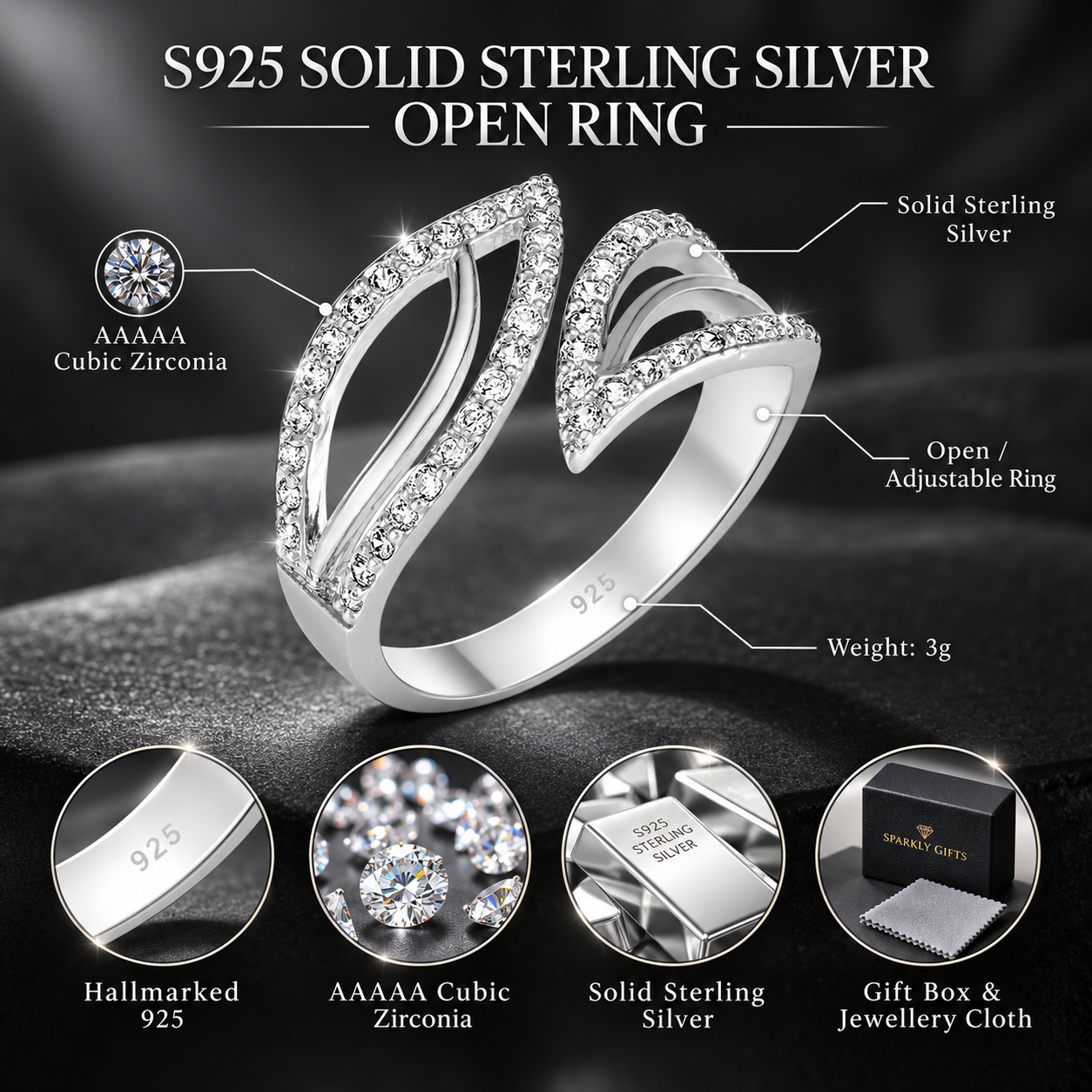 Sterling Silver Open Ring Showcase
